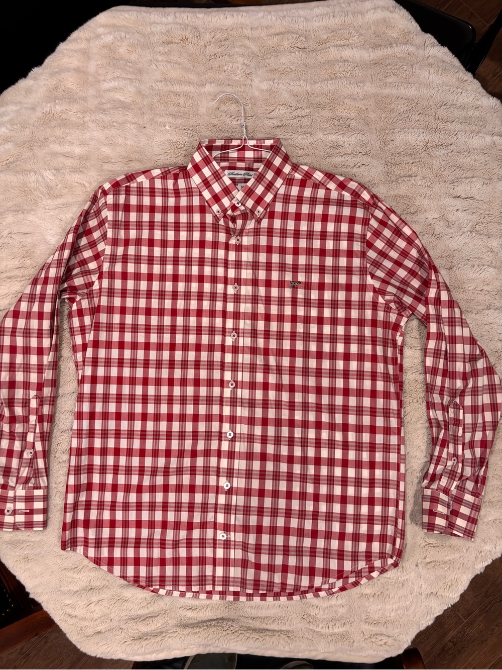 NWOT Never worn.  Men's Red & White Plaid Button-Down Shirt by Souther Point Co